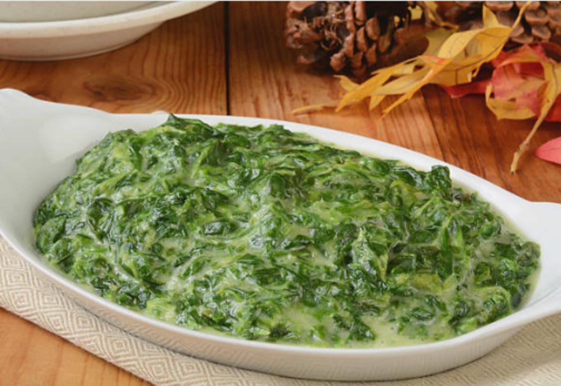 Шпинат со сливками и чесноком