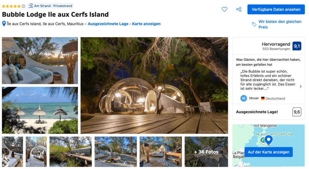 Bubble Hotel Ile aux Cerfs