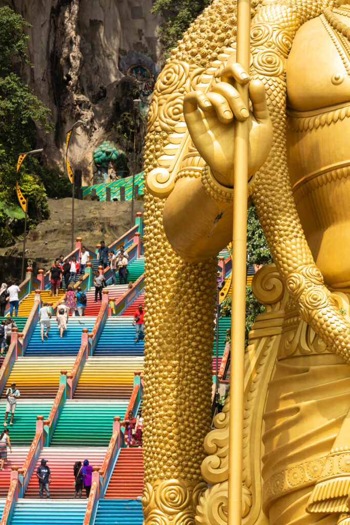 Detail shot of the golden statue Batu Caves