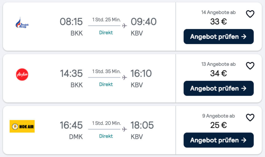 Domestic flight to Krabi