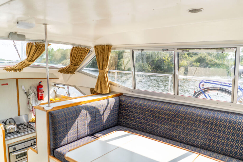 Living area houseboat Ireland