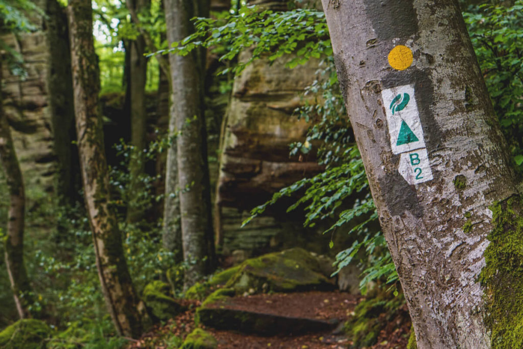 Rundreise-Luxemburg-Mullerthal-Hiking-Trail-Schild