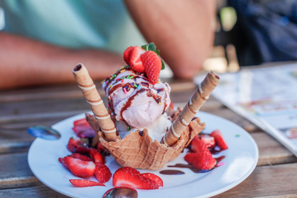 Eating Strawberry Ice Cream