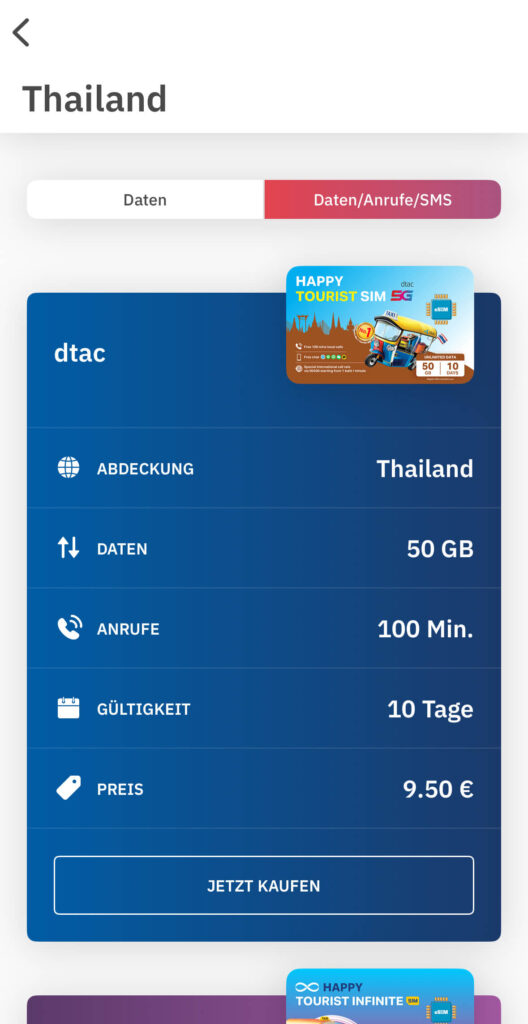 Таїланд eSim Simkarte Airalo