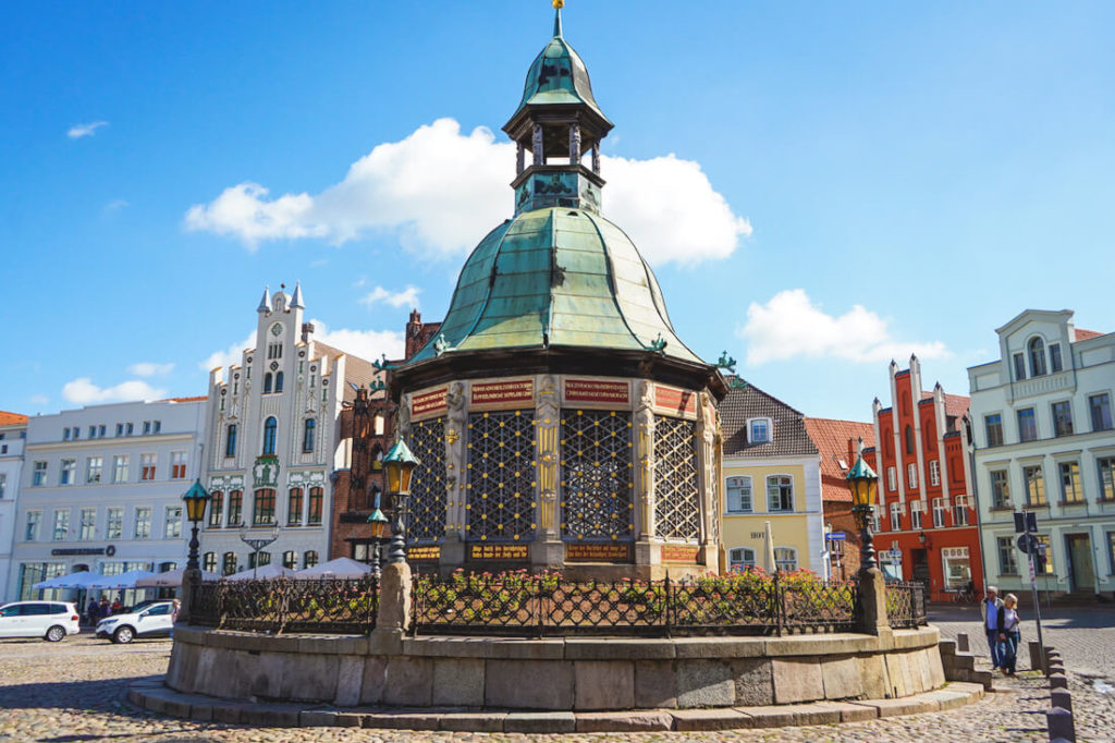 Wismar Sights Market Square Water Art Fountain