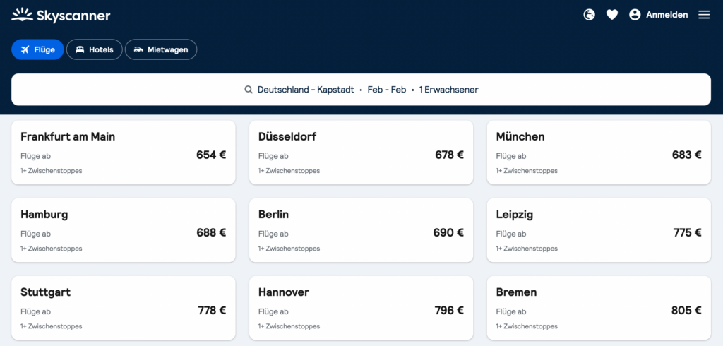 Знайдіть рейси за допомогою Skyscanner