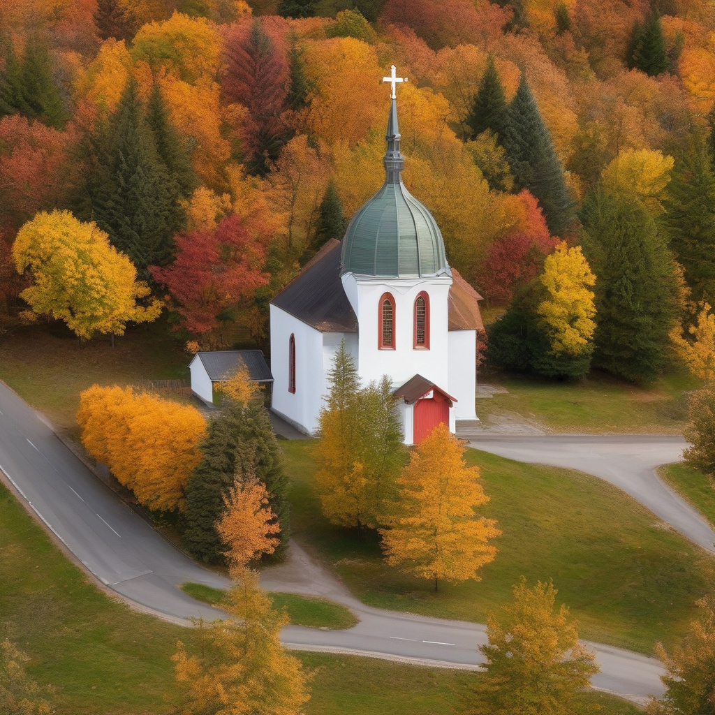 Релігійна символіка вересня Купол церкви серед осінніх дерев