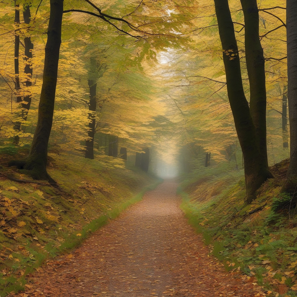 Autumn forest path on 18 September