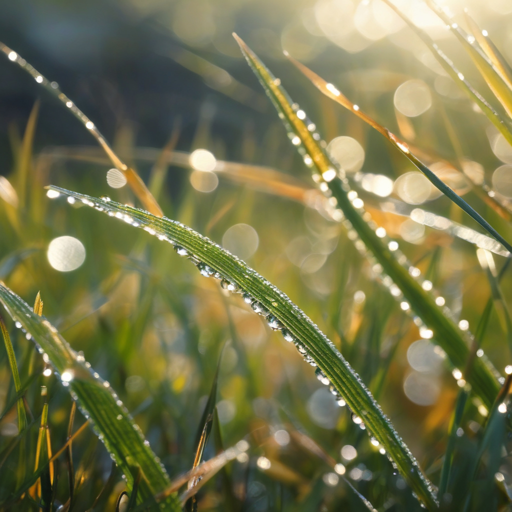 Осіння роса у вересні Ранкова осіння роса на траві