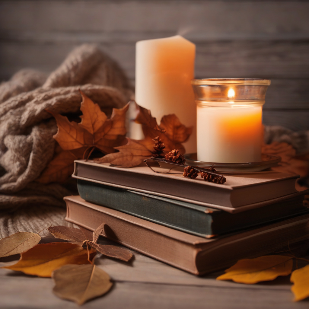 Вереснева атмосферність Затишні осінні книги й свічка