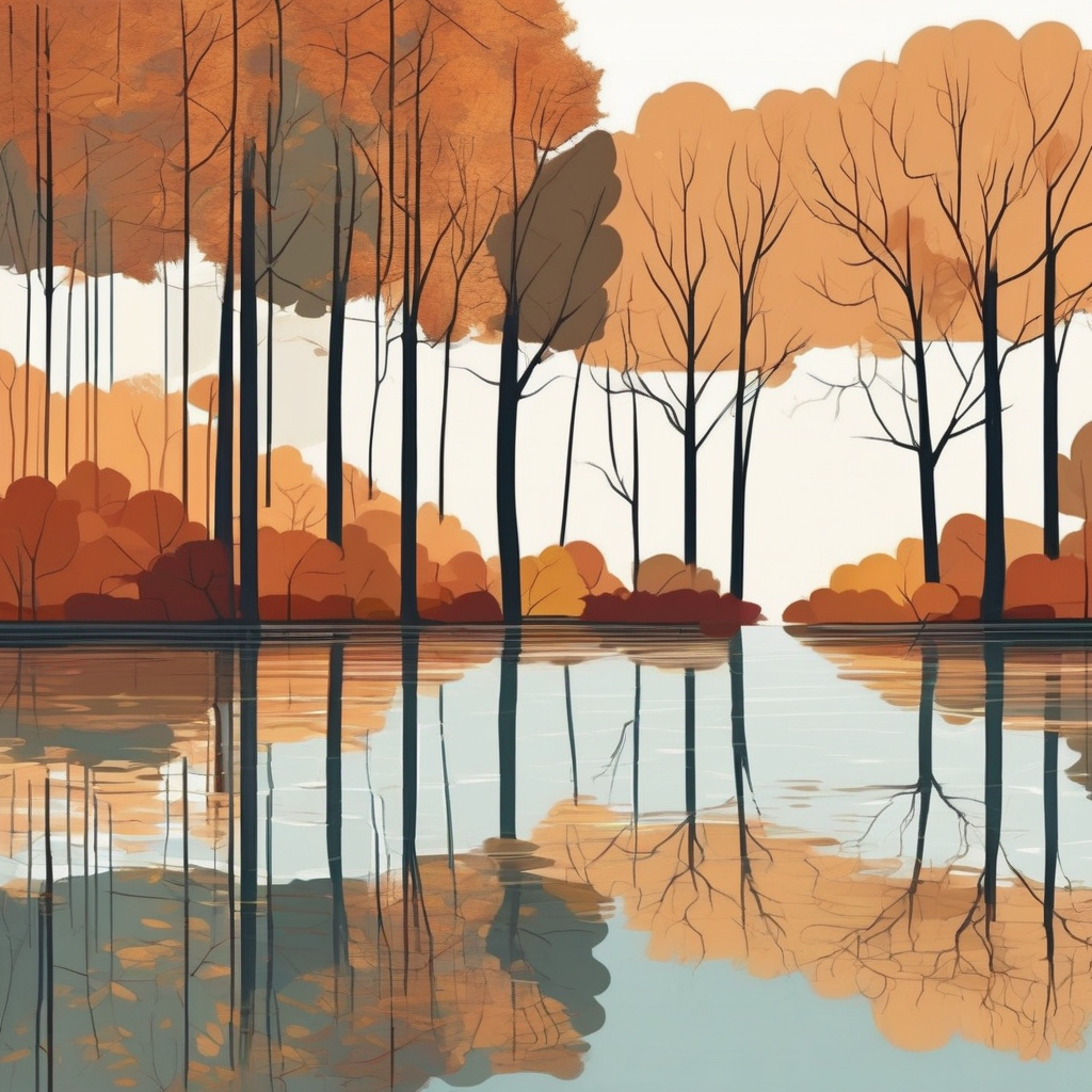 Осіннє віддзеркалення на воді Осінні дерева у віддзеркаленні спокійної води