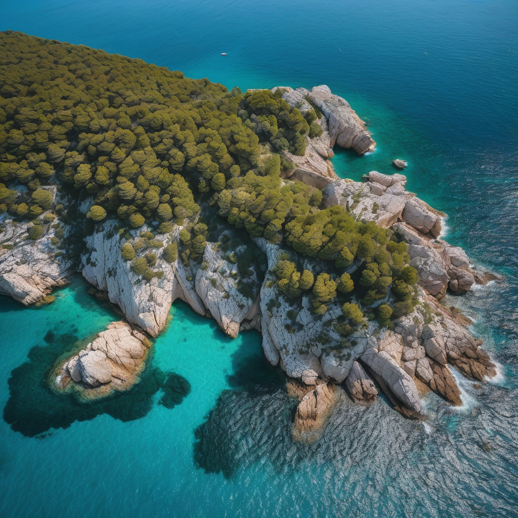 Адріатичне море з висоти, вигин узбережжя Албанії та Італії