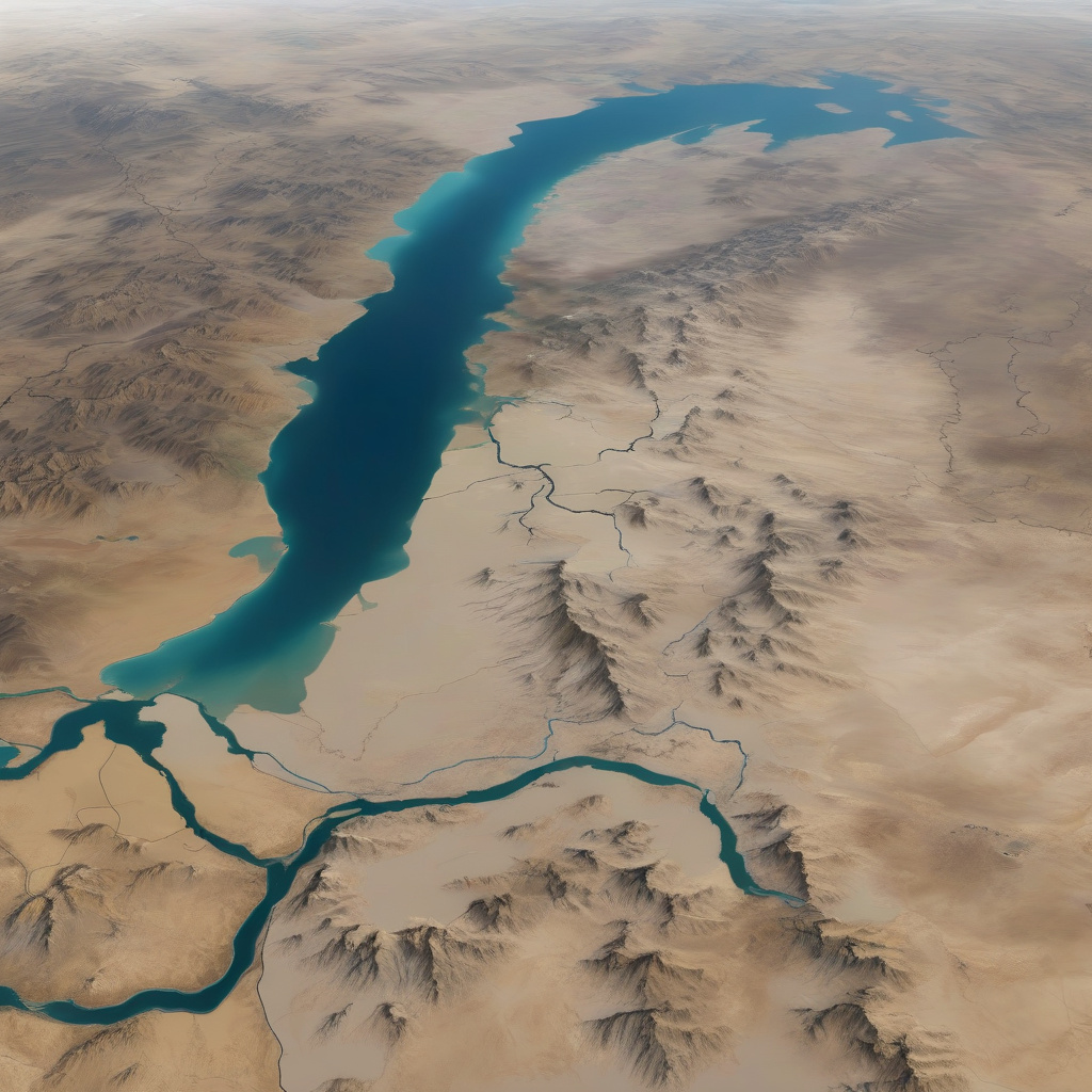 Aerial view of the Caspian Sea, travel highlights and landscape