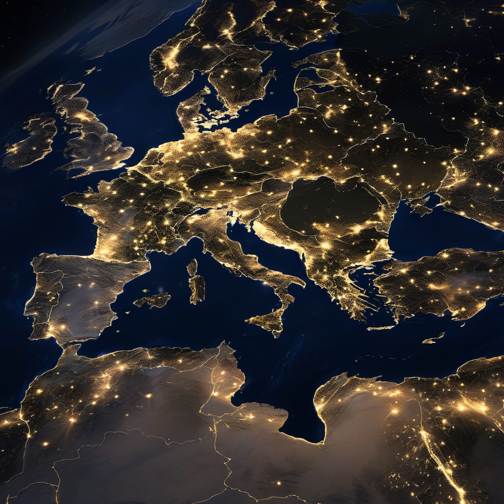 Densely populated Rhine-Ruhr conurbation seen from above for travel