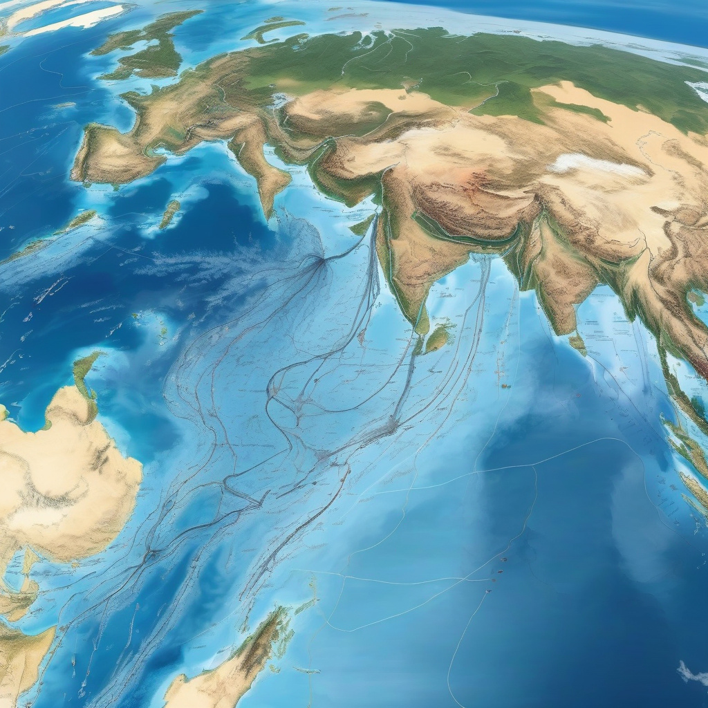 A sweeping aerial view of the Bering Sea, a key marginal sea of the Pacific Ocean, framed by rugged coastline and icy waters—ideal for adventurous travel itineraries