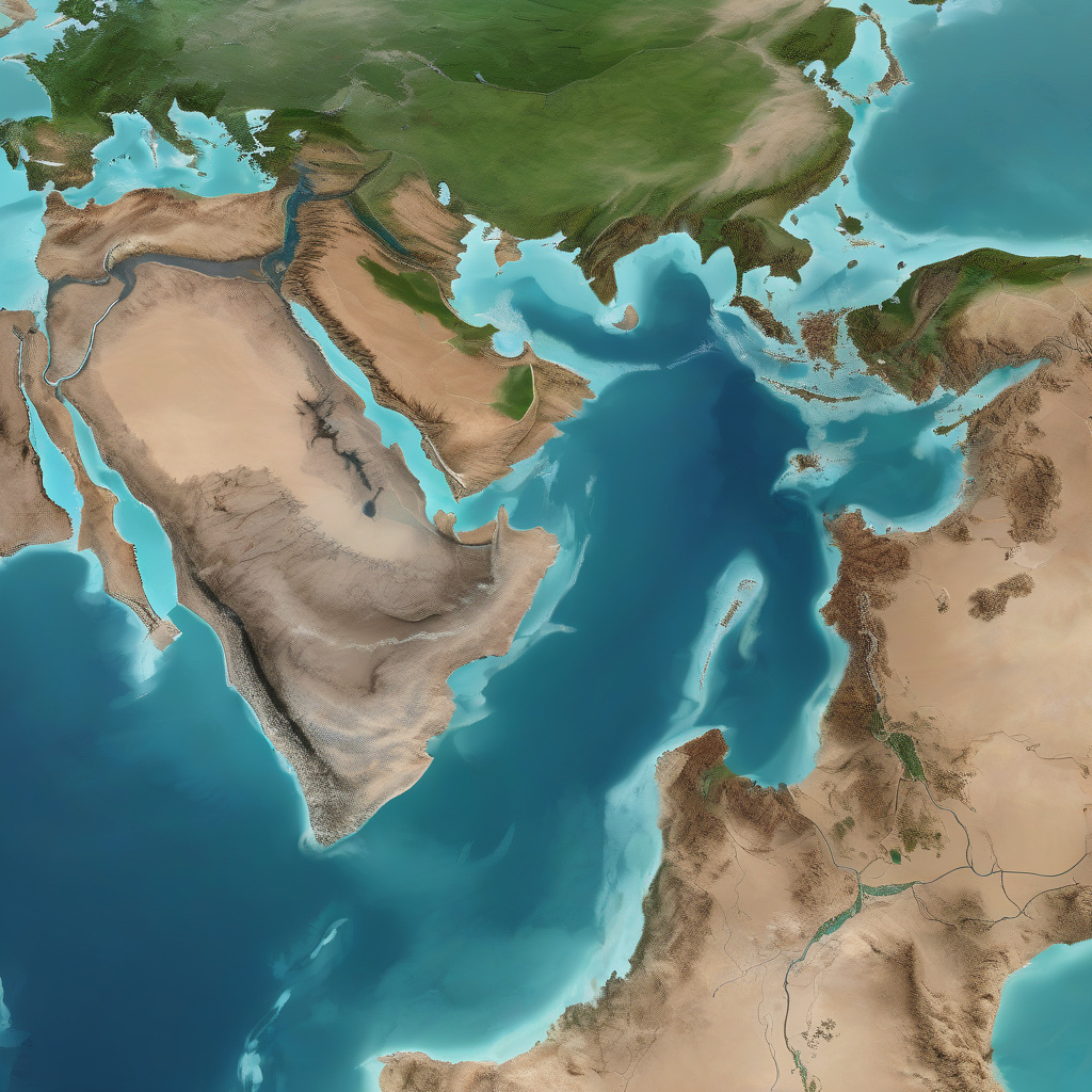 Панорама двох морських басейнів, де чітко видно різний колір води морський басейн географія: панорама затоки й вода різного кольору на стику басейнів