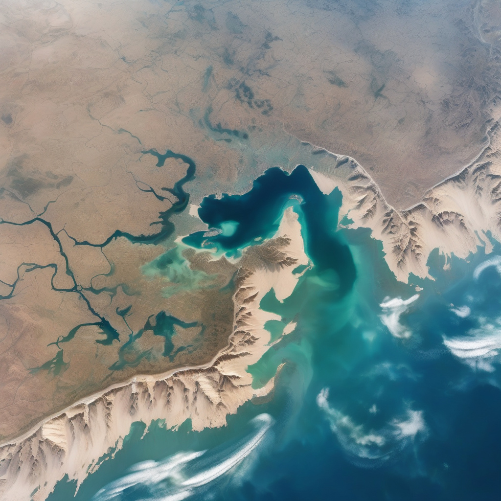Caspian Sea coast, landlocked travel destination, scenic natural borderlands