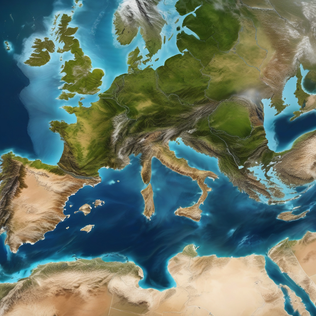 Panoramic view over Turkish coastline where distinct seas meet - European maritime crossroads travel