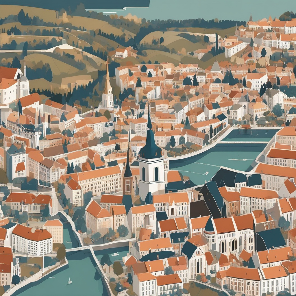 Panoramic view of microstate capitals in Europe