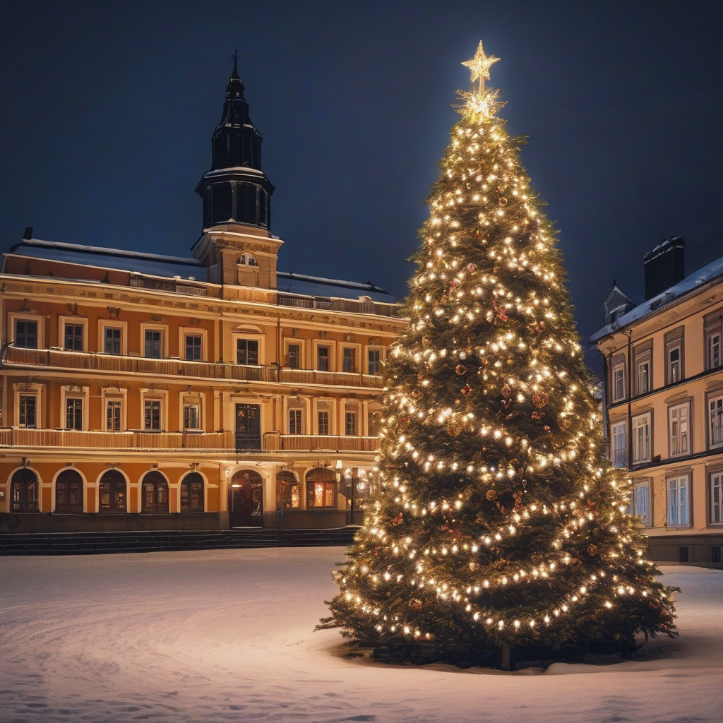 Віденський різдвяний ярмарок на центральній площі Різдвяний ярмарок у Відні з декораціями на Ратушній площі