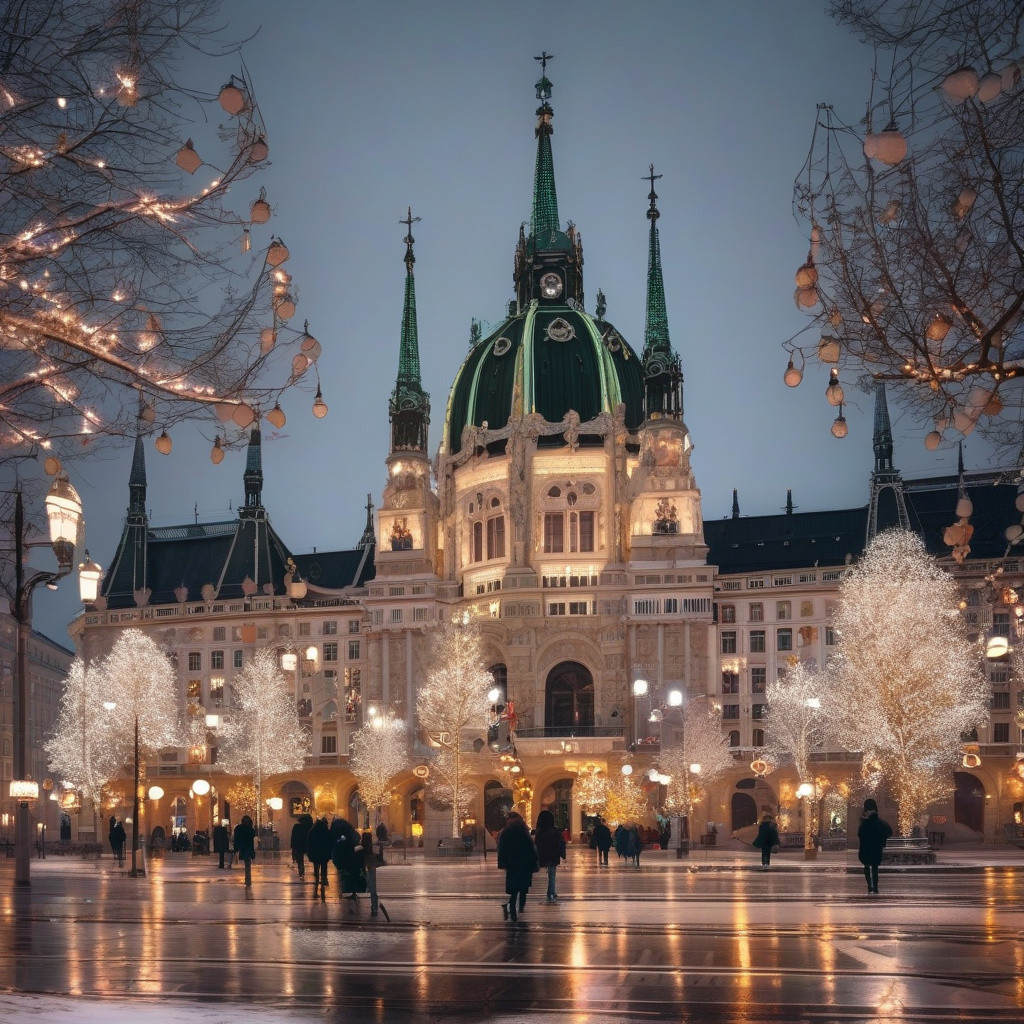 Різдвяні віденські ярмарки з атмосферними кіосками і освітленням Різдвяний ярмарок у Відні, прикрашені кіоски, святкові людські натовпи