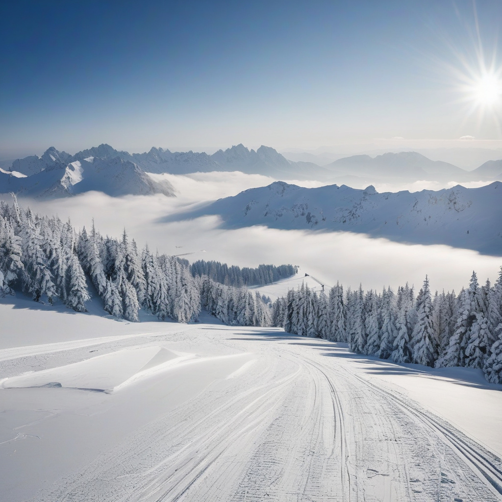 Гірськолижний курорт у Словаччині — панорама гір, сніг, зору відкритий схил Гірськолижний курорт у Словаччині, засніжені схили, сніг, панорама Татр