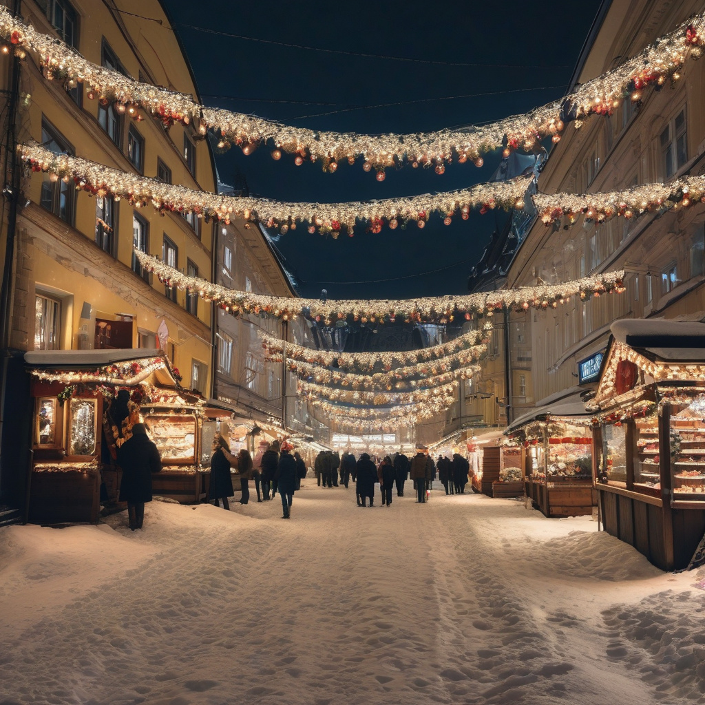 Різдвяний ярмарок Мюнхена: центральна площа, святкова юрба, сучасна і класика Яскраві новорічні ілюмінації та святкові будиночки на Marienplatz у Мюнхені