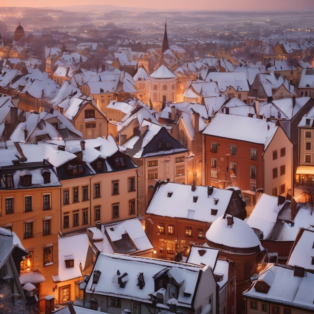 Зимова ковзанка в історичному центрі європейського міста Ковзанка біля архітектурної пам’ятки, атмосфера зимового Ужгорода