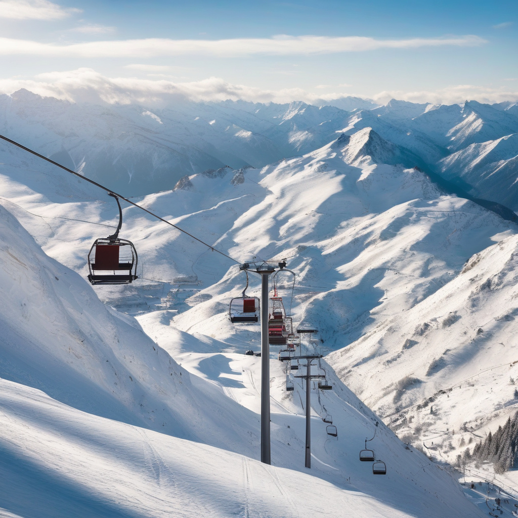 Французькі Альпи з висоти пташиного польоту — панорама курорту, зима 2026 Панорама французьких Альп: гірськолижний курорт з висоти, 2026