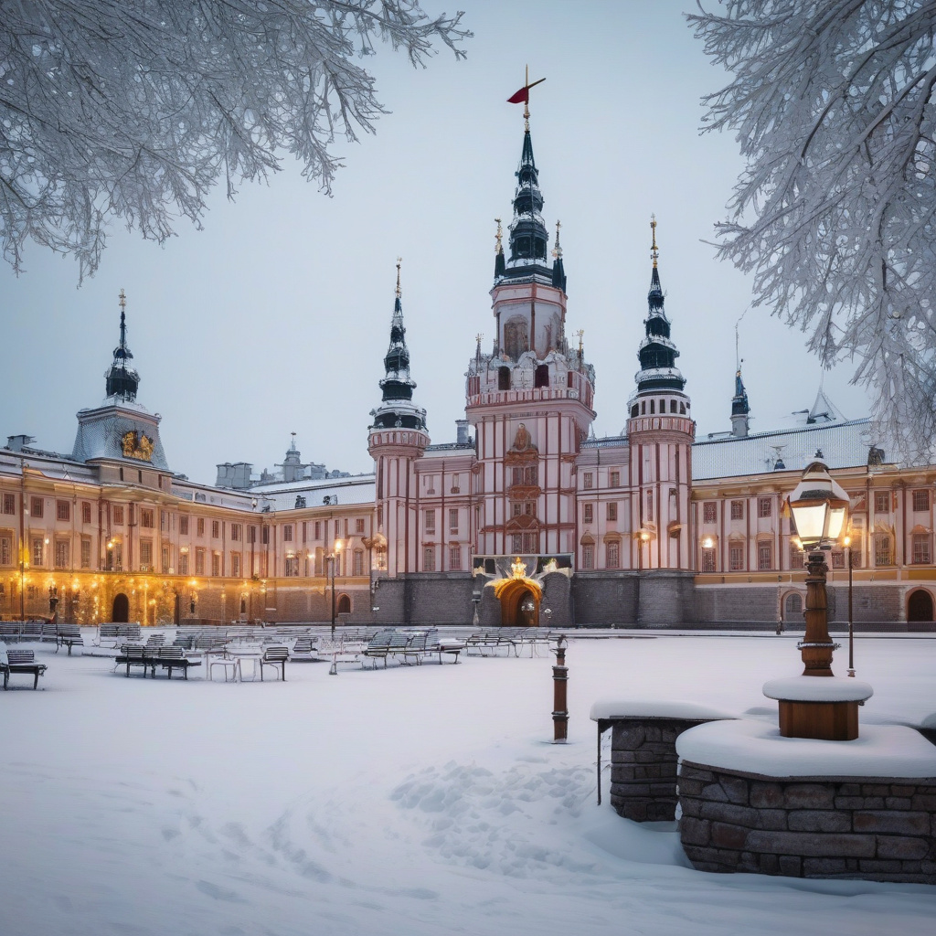 Вуличні різдвяні прикраси Варшави, фотозона із святковою підсвіткою Вечірня вулиця Варшави з казковою ілюмінацією та селфі туристів