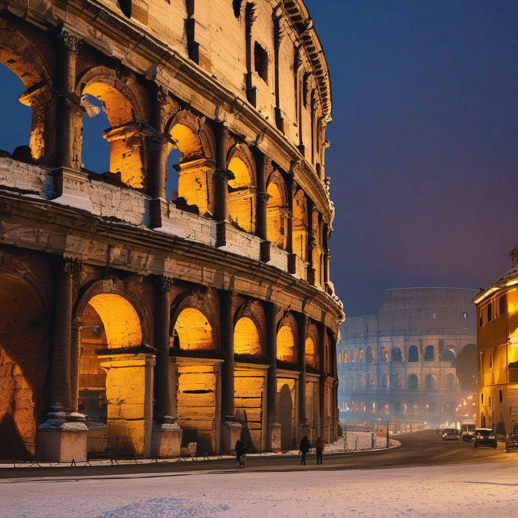 Концерт у центрі Риму, виступи музикантів під відкритим небом, Новий рік Концерт під відкритим небом у Римі, музиканти й глядачі святкують Новий рік