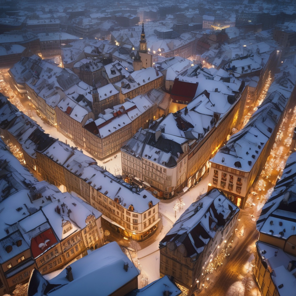 Святкування Нового року на площі Кракова з ярмарком і вогниками Різдвяний ярмарок у Кракові: освітлені будівлі і люди