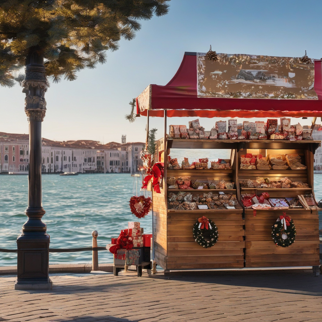 Венеція взимку: святкові канали, ілюмінація, прогулянки туристів Підсвічені венеційські канали взимку, люди, святкові фасади