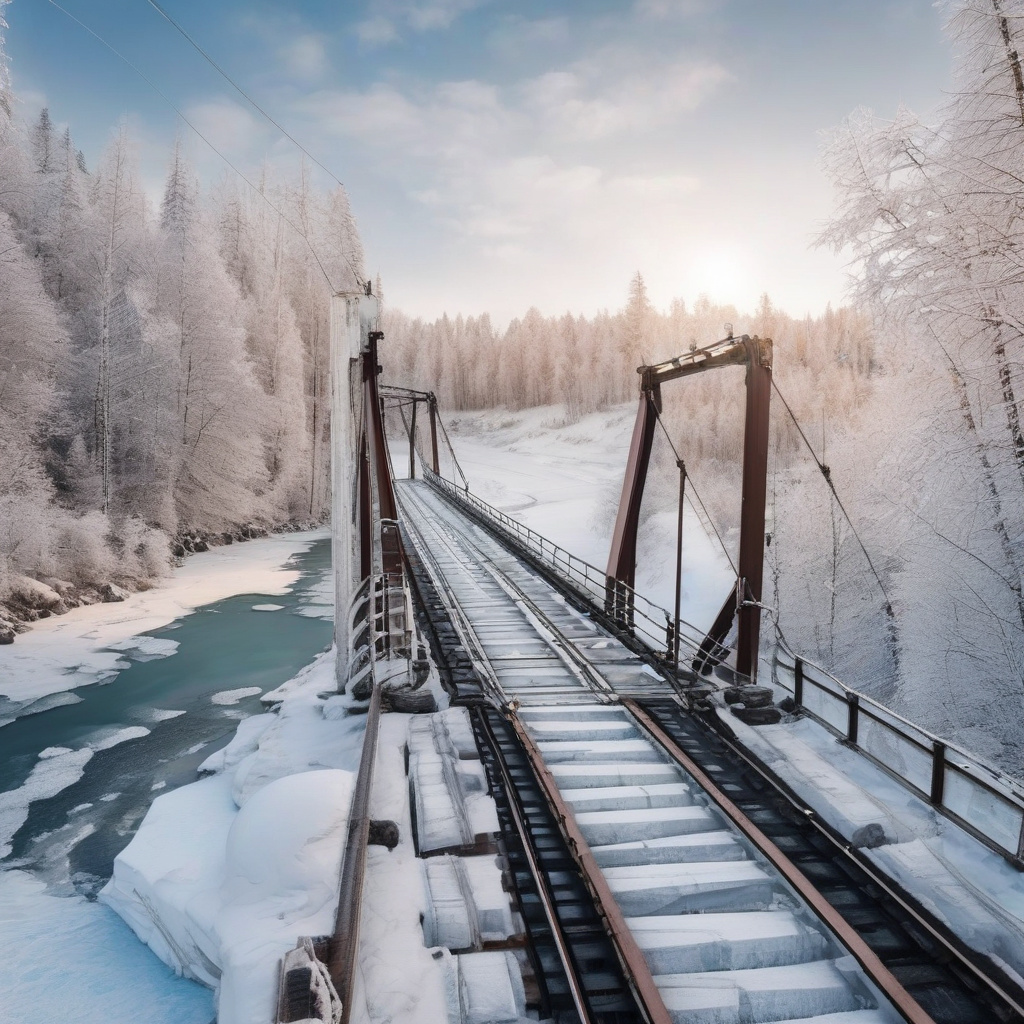 Вид на засніжений міст та замерзлі вершини Альп у Європі Залізничний міст через зимовий Альпійський пейзаж