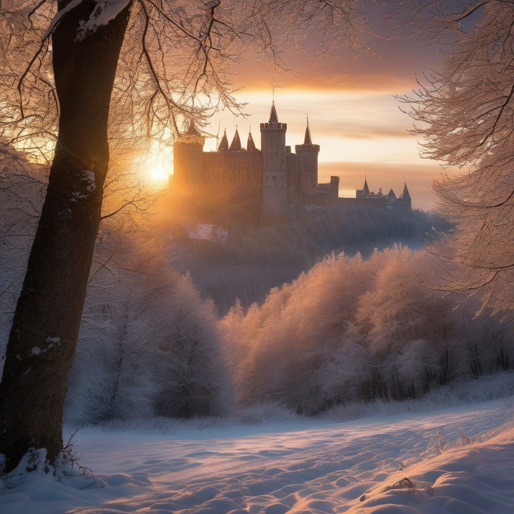 Зимовий замок на штучному озері в Чехії з крижаними берегами