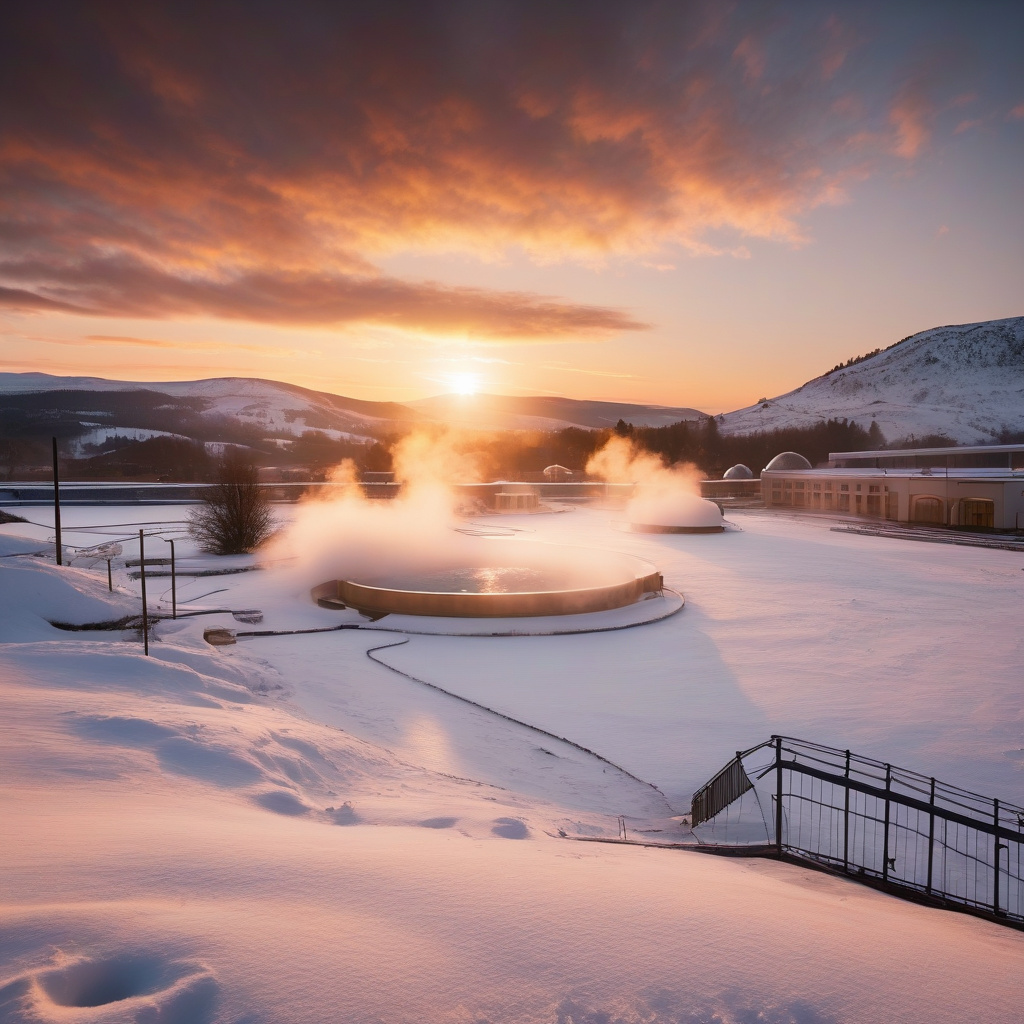 Winter thermal pool at a historic European resort