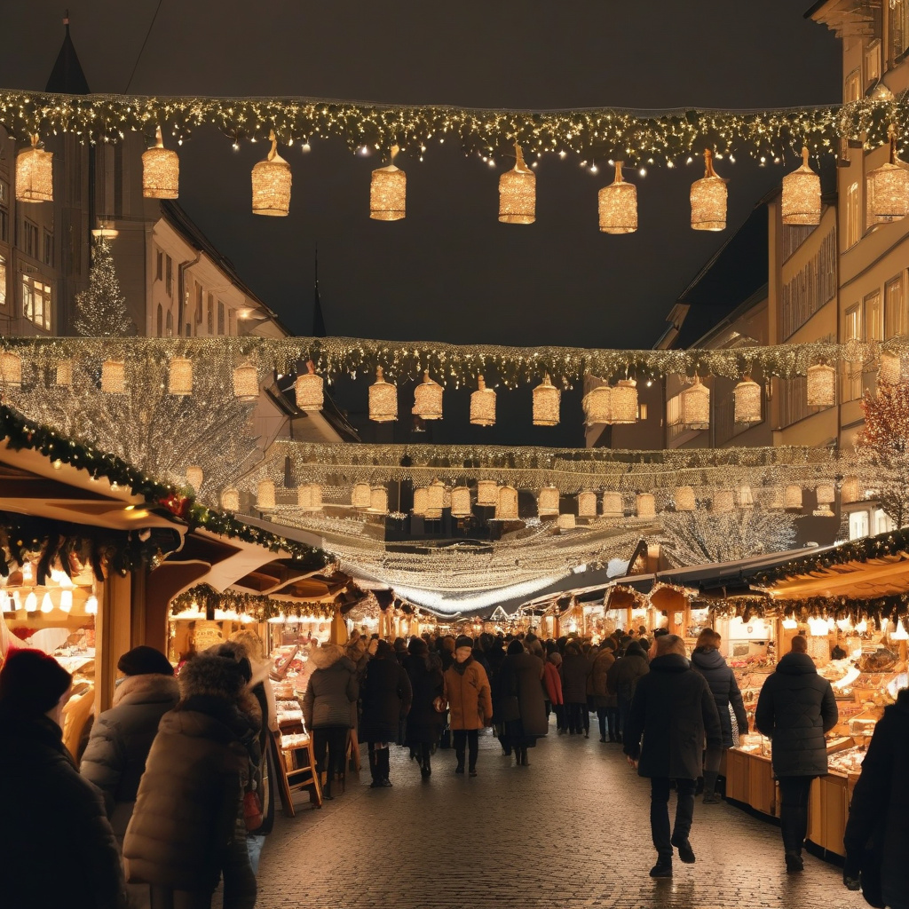 Різдвяний ярмарок у Цюріху: вогники і ошатні будиночки, зимова атмосфера