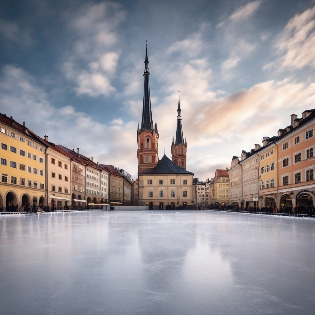 Зимова атмосфера у гірських містечках: катання у сяйві ліхтарів серед Альп Альпійські містечка ввечері – карамельний ліхтар, каток серед гір, тиша й зірки