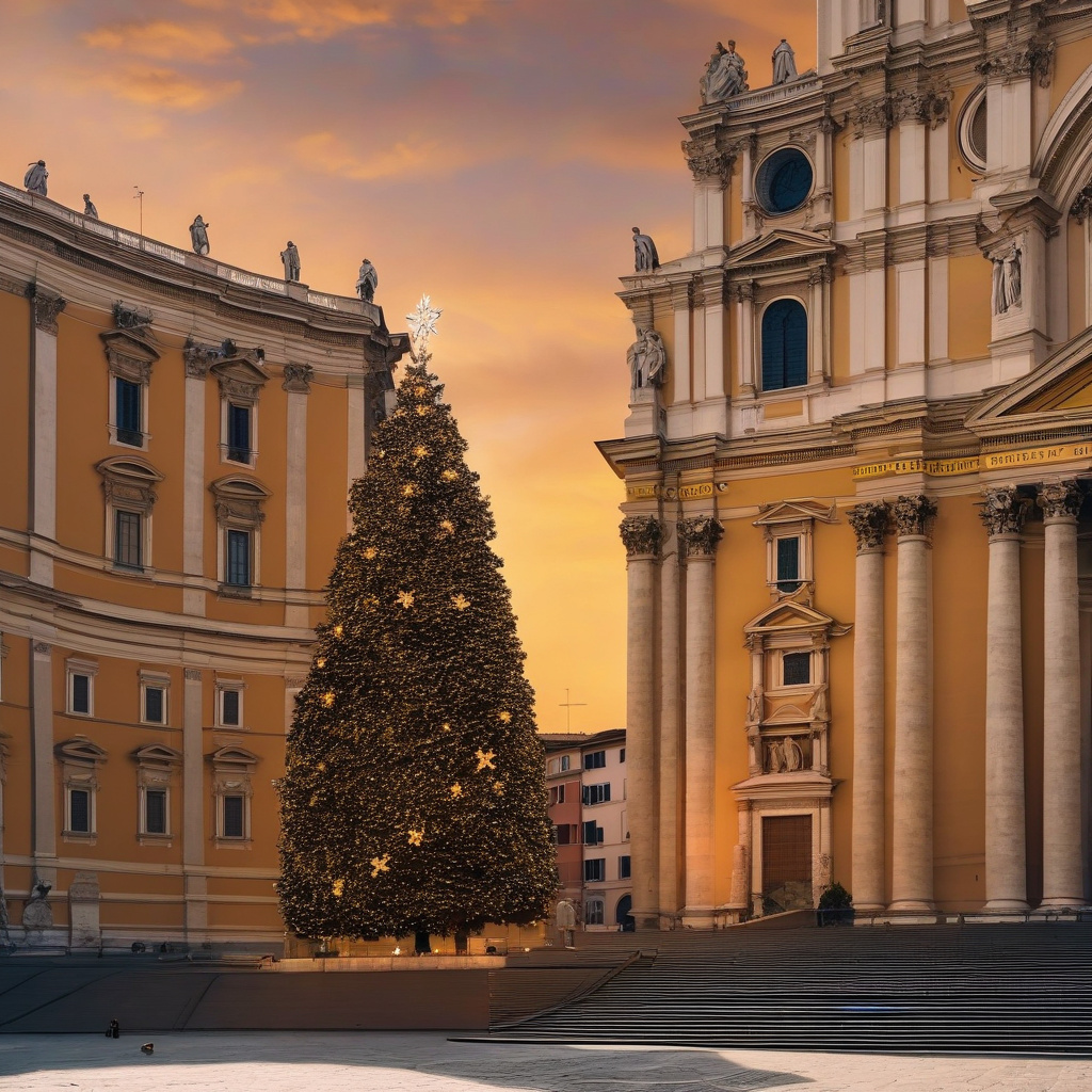 Рим, різдвяний ярмарок — натовп людей, святкові ятки та гірлянди на фоні історичних площ