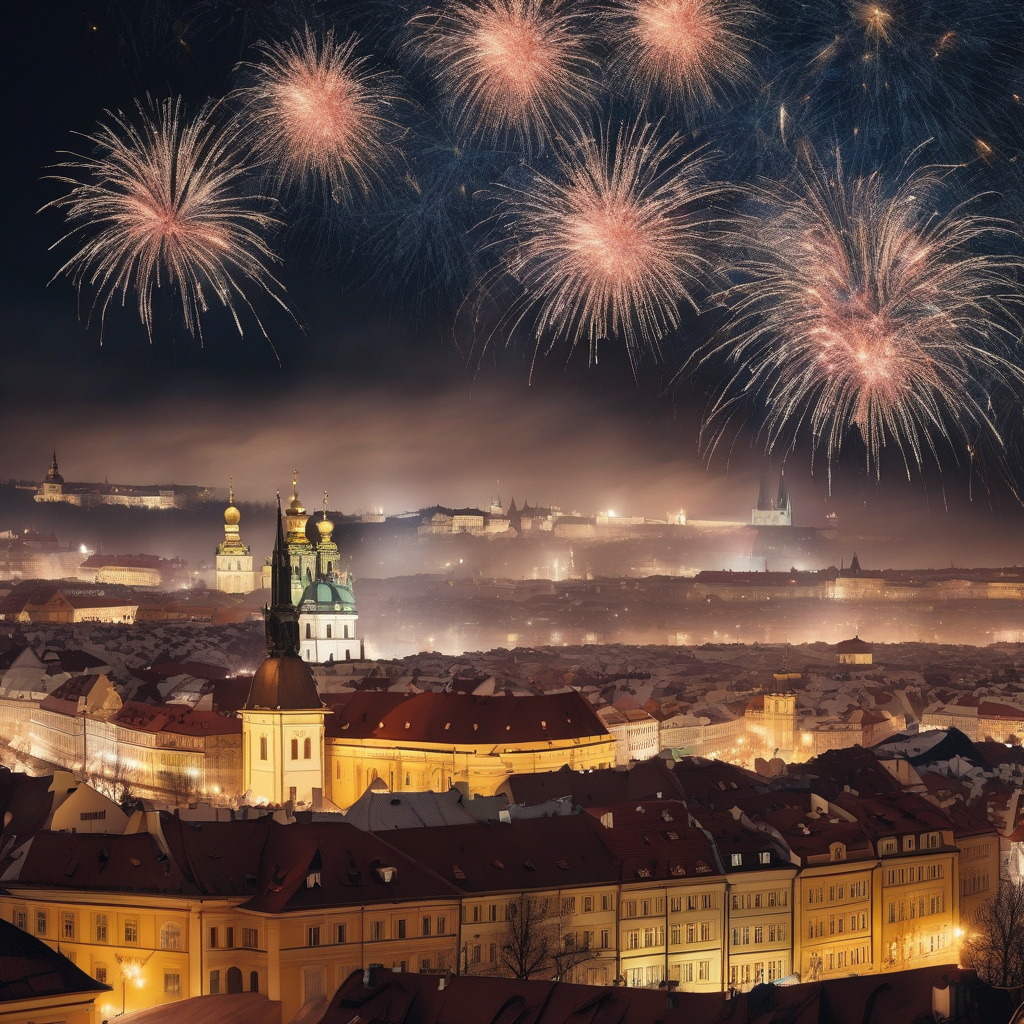 Святковий ярмарок у Празі: ялинки, вогники, люди обирають сувеніри, живі голоси