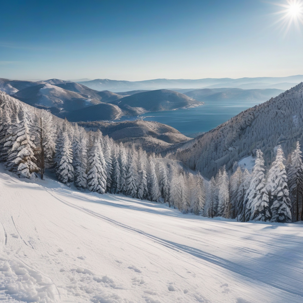 Гірськолижний спуск та панорама засніженої Хорватії на світанку у 2026 Гірськолижний спуск в центрі Хорватії за морозного ранку