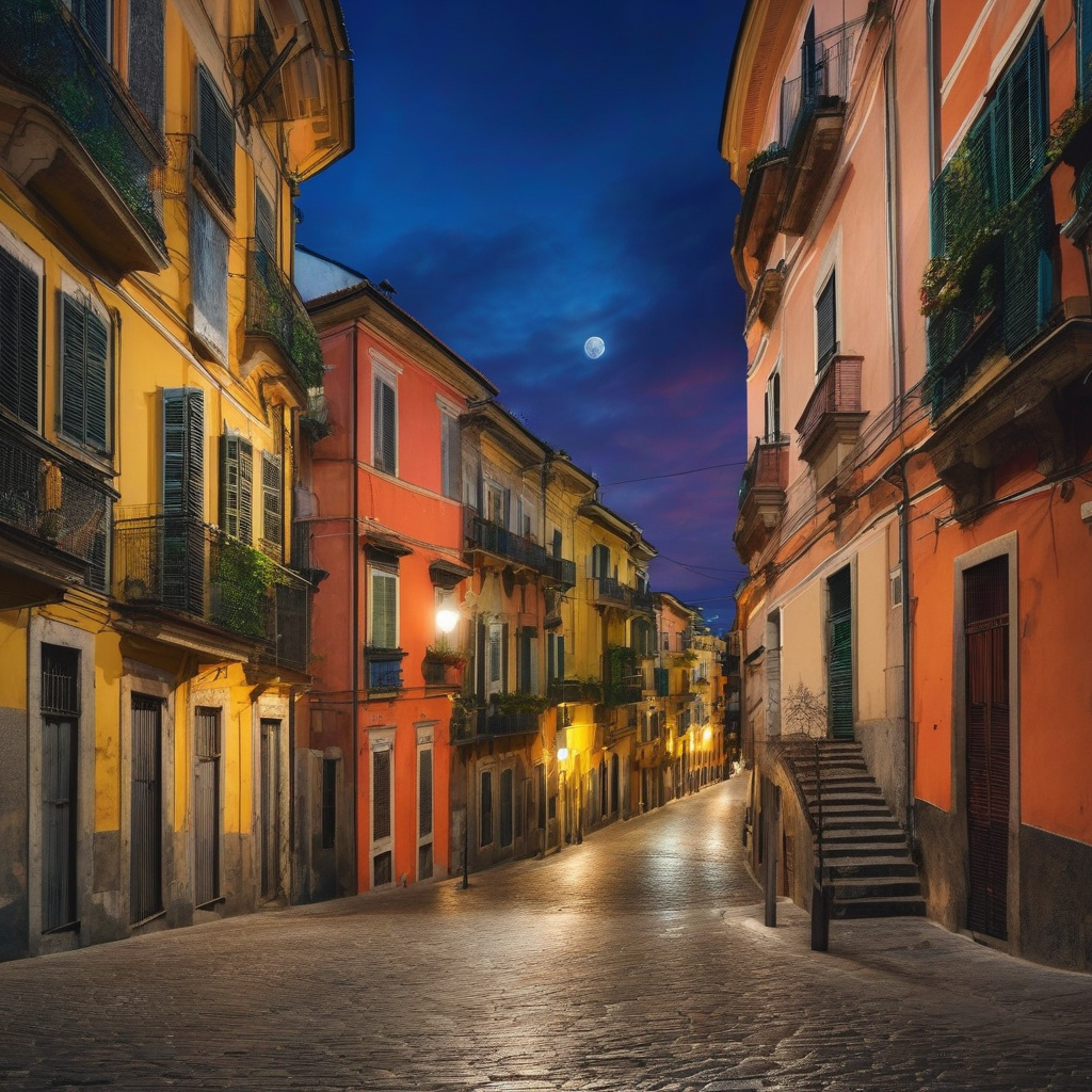 Вечірній Неаполь у зимовій ілюмінації, туризм у січні Вечірній Неаполь у зимовій ілюмінації, туризм у січні