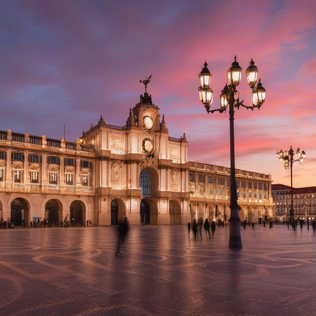 Ярмарок на площі Комерції: святкова ілюмінація й атмосфера Лісабона Різдвяний ярмарок на площі Комерції Лісабон яскрава ілюмінація та святкові люди
