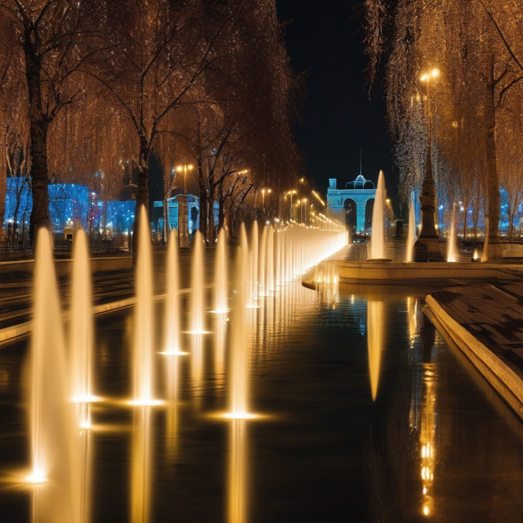 Прогулянка з дітьми під яскравими гірляндами у Бухаресті на Новий рік Сім’я на новорічній прогулянці в центрі Бухареста, ігри дитячий сміх, святкові гірлянди