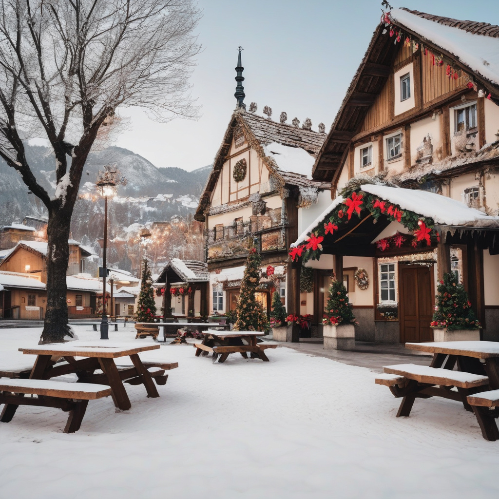 Colorful wooden houses and snow in Reine, Lofoten Islands Norway