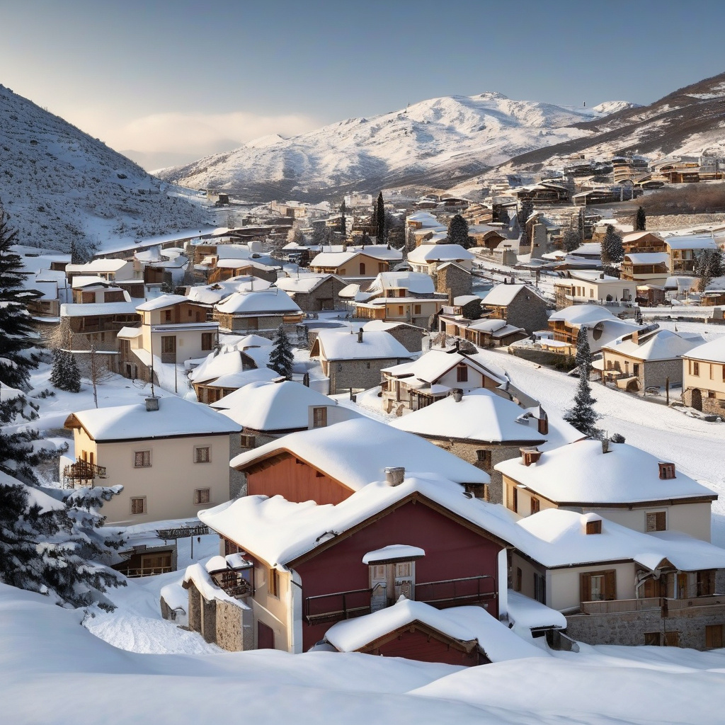 Яскраві враження і ранкові тумани на гірськолижних спусках Калавріти в Греції Лижники катаються на фоні гір і хмар у Калавріті Греція
