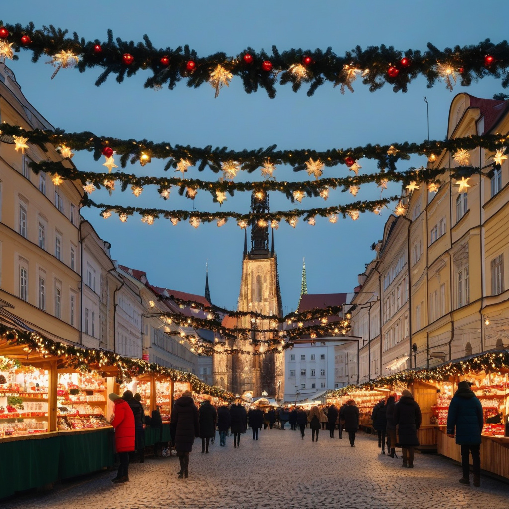 Різдвяний Брно, підсвічені площі та зимові ярмаркові вогні Різдвяний Брно, підсвічені площі та зимові ярмаркові вогні