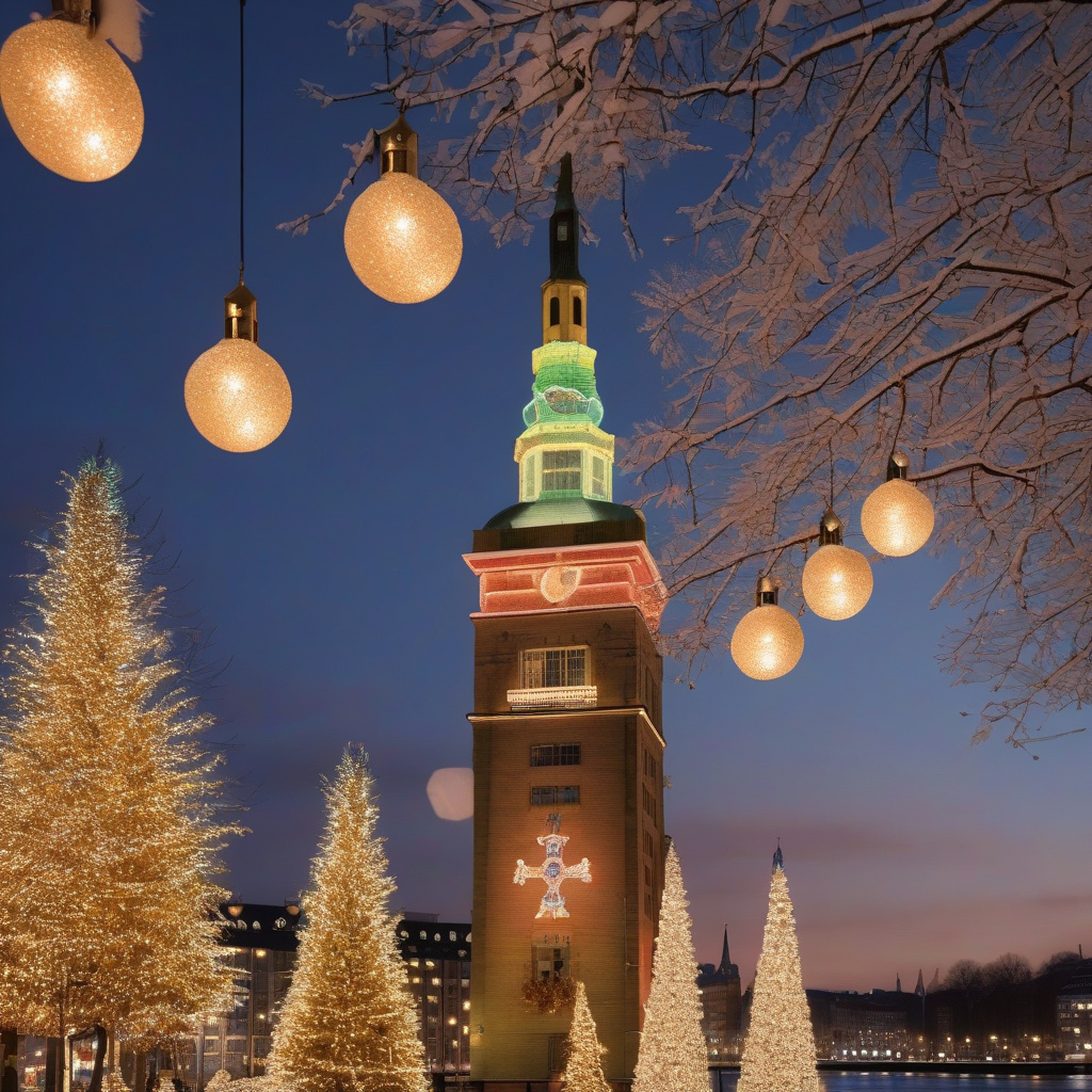 Гамбурзький центр у зимовій ілюмінації: святкові прогулянки містом Зимова вулиця в центрі Гамбурга під святковою ілюмінацією
