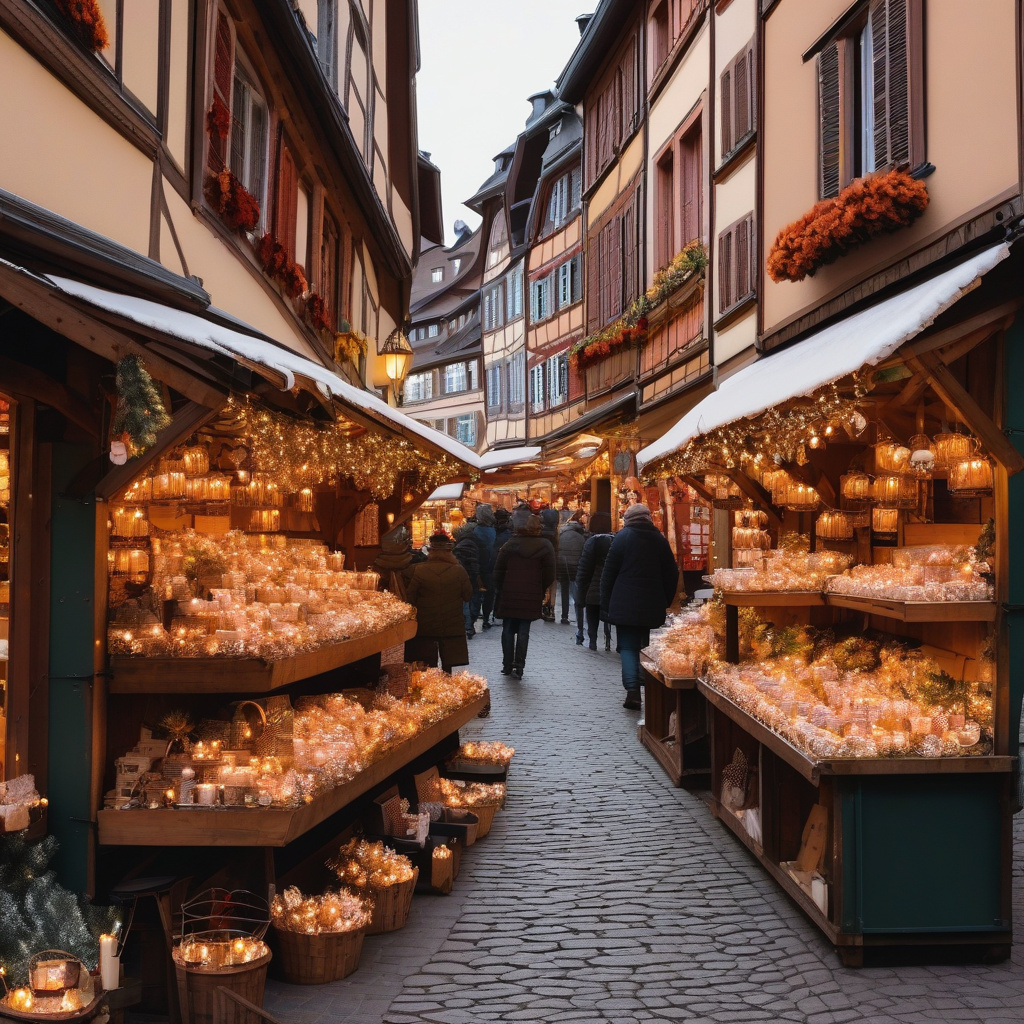 Вечірній Страсбург: магія вогнів різдвяного ярмарку 2026 Ліхтарі і вогні над ярмарком у вечірньому Страсбурзі