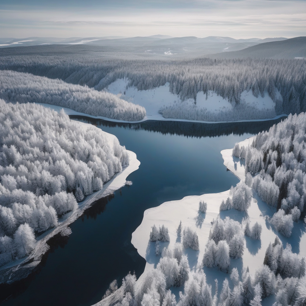 Вечірній зимовий краєвид на одному з мальовничих озер Європи Вечір на засніженому європейському озері